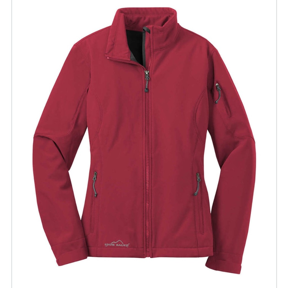 Eddie Bauer Women's Soft-Shell‎ Jacket Red Water Resistant Fleece Lined Size XS
